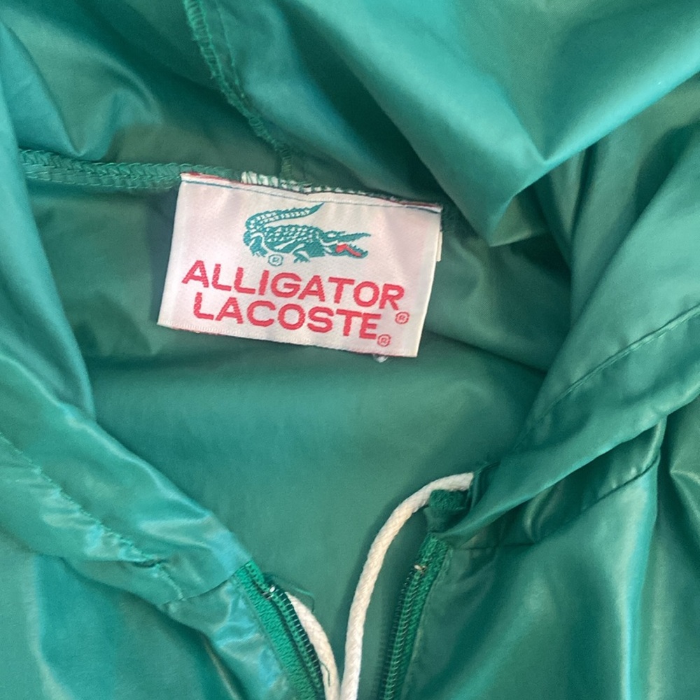 Vintage Izod Lacoste Green Wind Breaker Pullover Hooded Size M - Picture 6 of 9